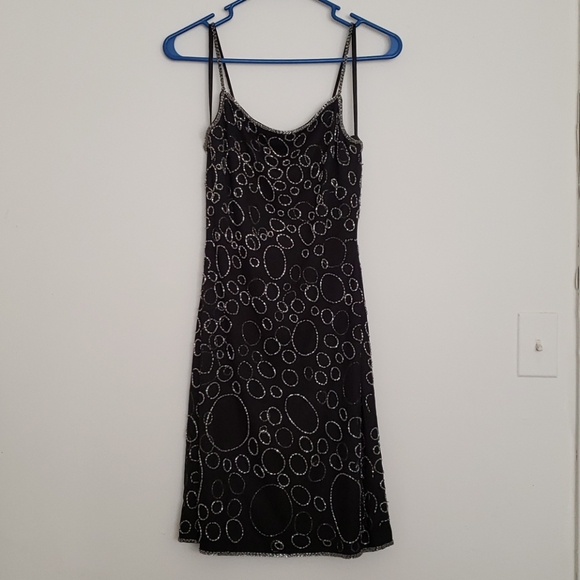 Sue Wong Nocturne Sleeveless Black and Silver Beaded Mesh Mini Dress, Size 4 - Picture 2 of 8